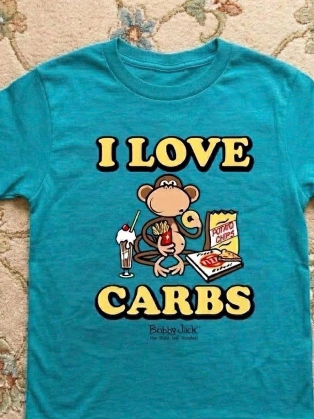 Gildan Turquoise "I Love Carbs" Graphic Tee